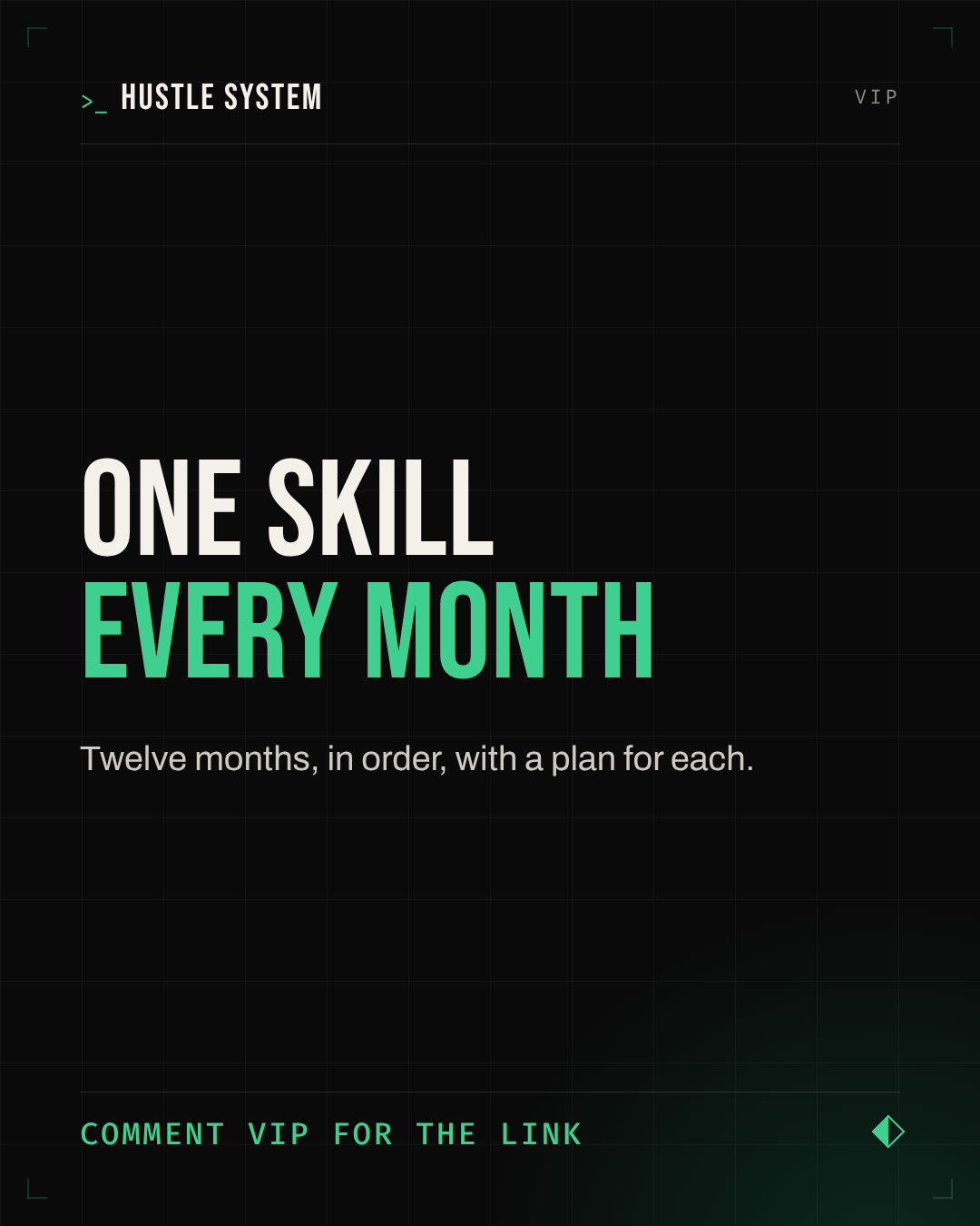 Hustle System VIP, one skill every month