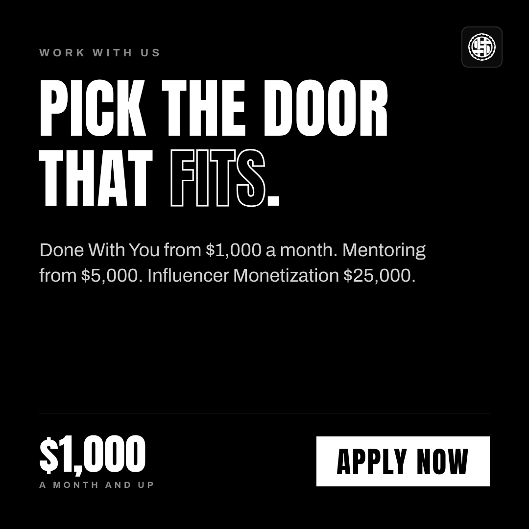 Work With Us: From $1,000 a month